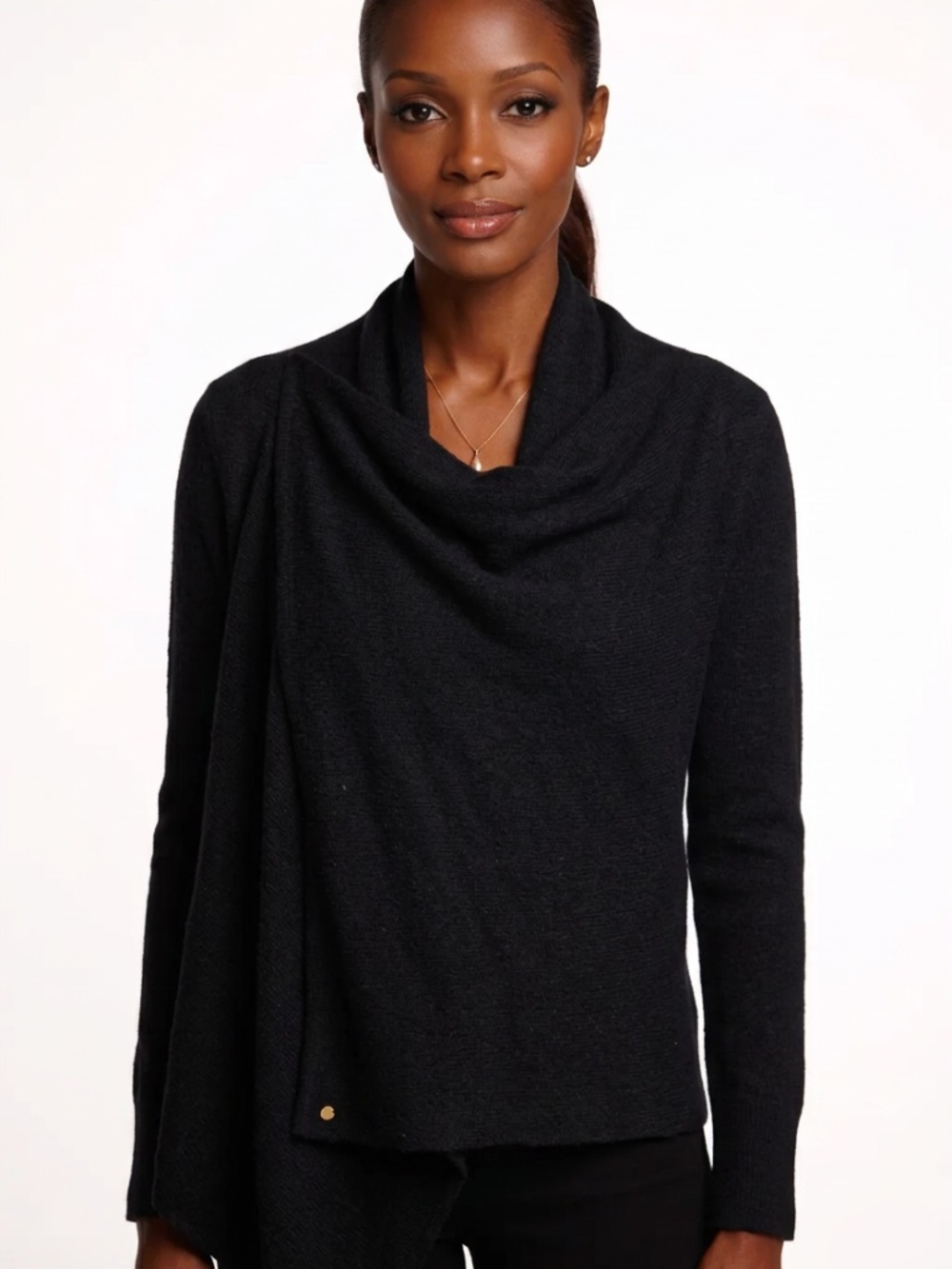 Ted Baker Black Jenne Magnetic Cashmere Wool Wrap Sweater-10